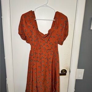 Forever 21 Rust Floral Midi Dress